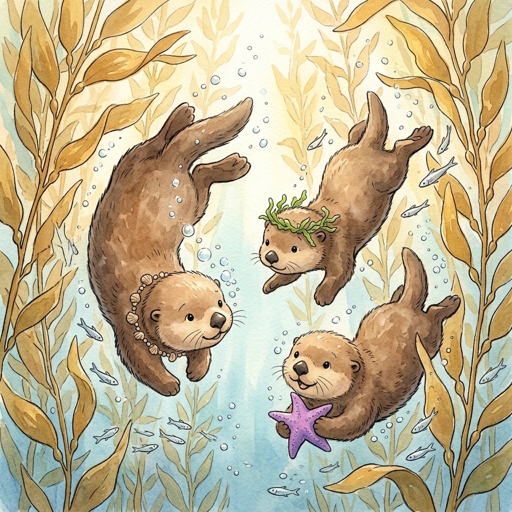 Original otter family cast by the water